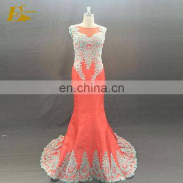 Formal Wear Scoop Neckline See Through Back Appliques Lace Mermaid Long Evening Dress