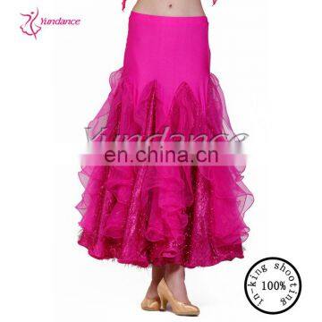 AB037B Feather Ballroom Dance Skirts Rose Pink