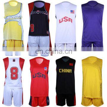 Wholesale reversible basketball jersey crew neck international team cheap custom sublimated basketball uniforms