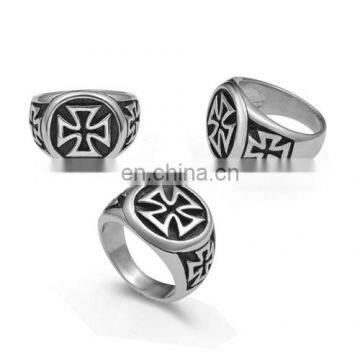 Fashion signet ring cross 316l stainless steel jewelry design