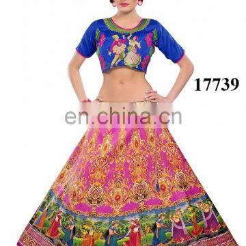 Fancy Design Pink Color Banglori Printed Lehenga