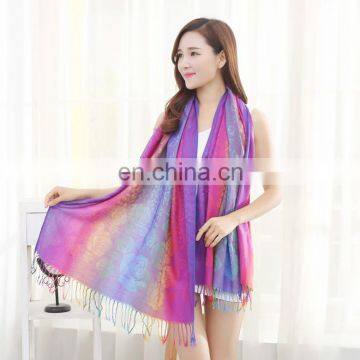 100% Cotton Jacquard Leopard Spots&Rose 7 Colour Series Rainbow Colorful Large Shawl photo-2