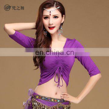 S-3100 Practice Modal Half Long Sleeve Belly Dance Top Wear photo-4