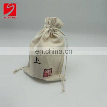 Customized Logo packaging printing fabric linen canvas drawstring bag