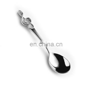 High quality music note silver shiny metal spoon