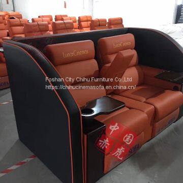 Custom Genuine Leather Power Recliner Love Seat With Tray Table for Cinema Hall photo-3