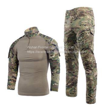 6-Colors Knitted Army Military Combat H Frog Sleeve Tactical Shirt Suit photo-2