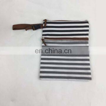 Baby Stroller Hanging Nappy Organizer Dry Wet Bag Canvas Waterproof no Leaking Nappy Storage Zipper Pouch