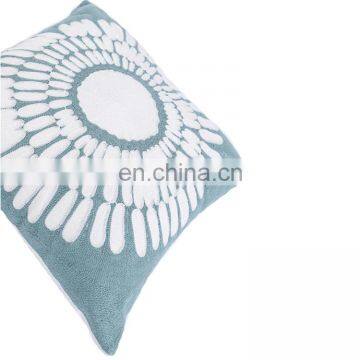 Turquoise Mandala Accent Pure Cotton Sunflower Decor Floral Pattern Embroidered Decorative Cushion Cover photo-6