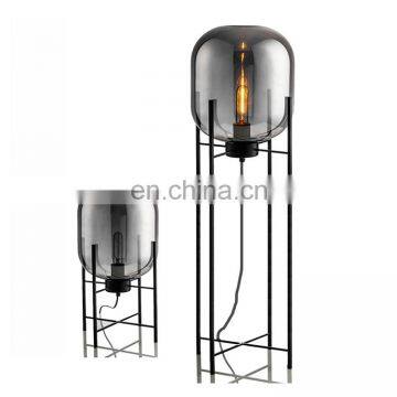 Zhongshan Nordic Light Four Tripod Amber Glass Shade Led Fancy Floor Lamp photo-3