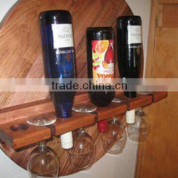 Custom Wooden Wine and Glass Organizer Holder, Decorative Wall Wood Wine Shelf photo-2
