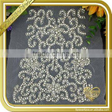 Garment accessory large bridal beaded applique FHA-015