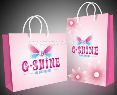 Custom Printed Personalized Pink Matte Laminated Retail Shopping Euro Tote Paper Bag With Logos