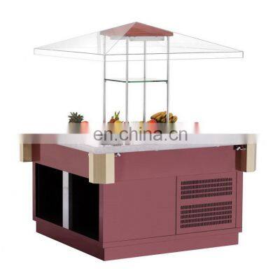 Luxury Wooden square lift salad bar /Refrigerated salad bar