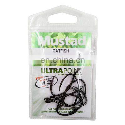 1 Pack/lot Mustad Fishing Hooks 412NP-BN Catfish Fishing Hooks Carbon Steel Wedkars two Peche   Sea Carp Anzol De Pesca