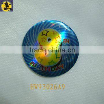 Cute Blue With Yellow "8" Pattern Tinplate Birthday Badge