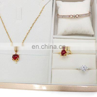 Top Sell Custom Natural Red Wooden Jewelry Necklace Box Tuscan Designs Jewelry Box photo-4