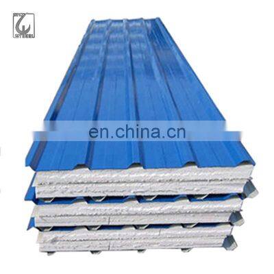 Low Cost Roofing Materials 0.5mm Steel Surface Insulated Interior PU / EPS Sandwich Roofing Panel