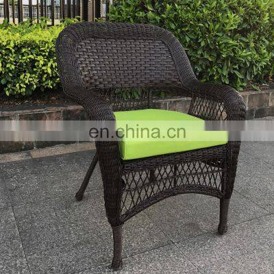 Hot Sale Outdoor Rattan Wicker Steel Arm Chair Dining Chair With Cushion, Brown photo-2