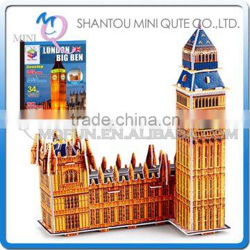 Mini Qute London 3d puzzle big ben model building block world architecture 3d paper cardboard puzzle educational toy NO.B668-19