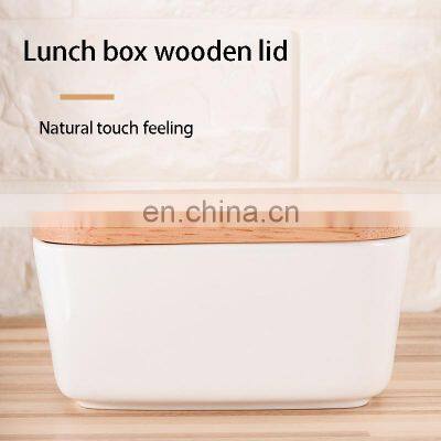Ecological Plastic Tiffin Bento Lunch Box Bamboo Lid BPA Free Portable Bento Box Food Container photo-3