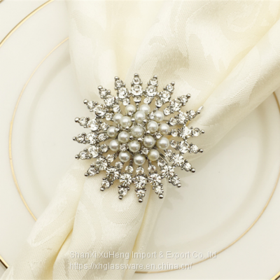 Popular Wholesale Rhinestone Napkin Holder With Gold Silver Ring photo-2