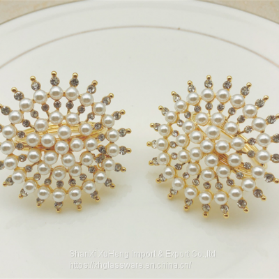 Factory Popular Wholesale Pearl And Diamond Napkin Ring Holder