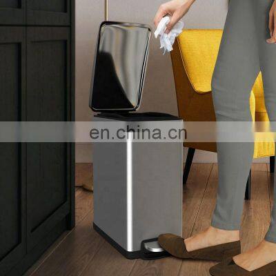 Good Quality Diaper Bin Metal Waste Kitchen Bathroom Commercial Slim Hotel Soft Close Pedal Stainless Steel Trash Can