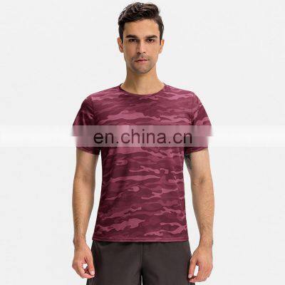 Quick Dry 100% Polyester Camo Printed Sports Gym Shirt Men's Workout Training Wear T-Shirt Loose Short Sleeve Fitness Top photo-4