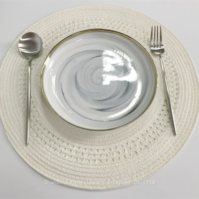 Wholesale 38 cm Popular White Colored Round Woven Table Place Mat For Wedding Table Decoration