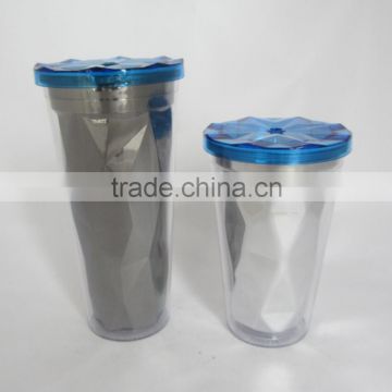 Inside Electroplate 16 oz Acrylic Travel Cup with Lid and Straw