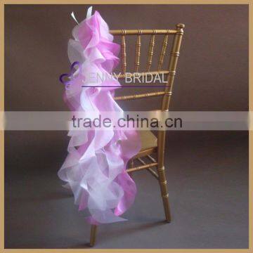 C147F pink decorative organza chair sash for weddings