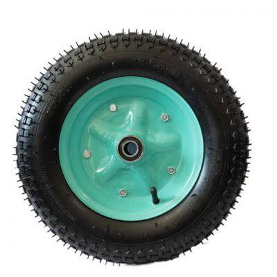 14 Inch 3.50-8 Straight Pattern Wheelbarrow Wheel Tire Rubber Pneumatic Wheel Green Rim for Europe