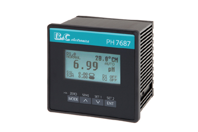High-Brightness LED PH7687 Transmitter - Auto/Manual Temp Compensation, Ideal for Labs & Aquaculture