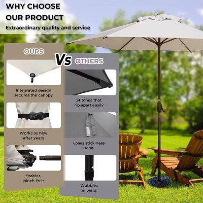 2.7 Meter Square Garden Umbrella, Steel Frame With Push Button Tilt, Waterproof Polyester Canopy photo-2