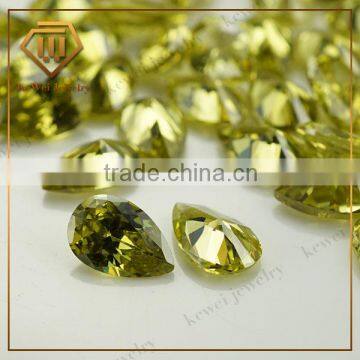 4*6 Pear Shape Olive Yellow cz Stone Designed for Fashion Jewelry