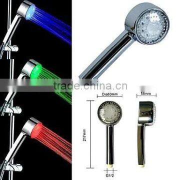 Chrome ABS Three Change Color Hand LED Massage Shower Head