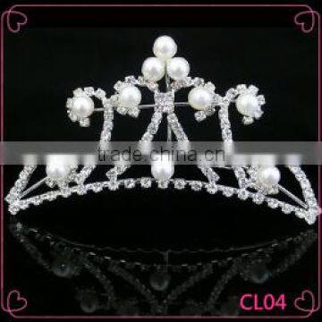 crystal bridal wedding crown with pearl hair comb tiaras, fashion wedding crown