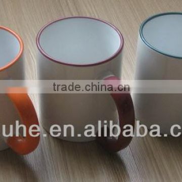 11oz Rim colour and color handle mugs for sublimation printable FDA cup