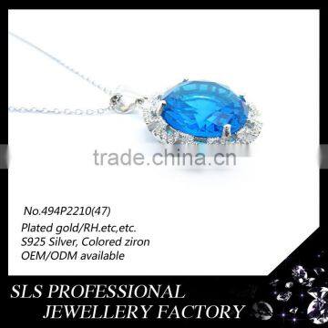 SLS wholesale necklace jewelry Attractive Big stone pendant blink blink bule pendant necklace