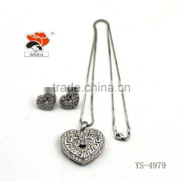 Silver heart fashion necklace jewelry set wholesale nature earrings alloy jewelry set