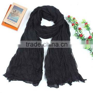 2013 New Ruffle Plain Black Polyester Scarf