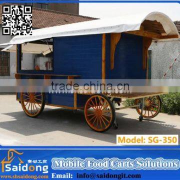 Beautiful mobile snack food cart/mobile carriage wagon horse cart for sale