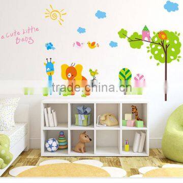 Lovely Animals Tree in the Sun Wall Decal Home Sticker Paper Removable Living Room Bedroom Art Picture DIY Mural Decoration