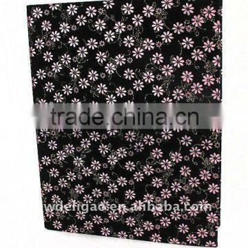 Nice Glitter Printed Flower Cloth Ring Binder Desktop File Folder for Office Stationery Cardboard A4 or FC Size
