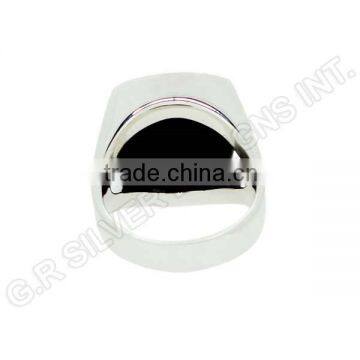 925 Wholesale Silver Black Onyx Cushion Gemstone Stylish Band Rings Jewelry photo-3