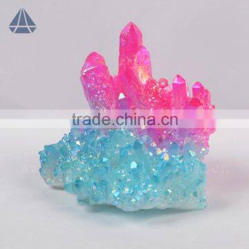 Rough Blue & Pink & Violet Bicolor And Tricolor Aura Quartz Crystal Cluster Raw Mineral Fossil                        
                                                Quality Choice