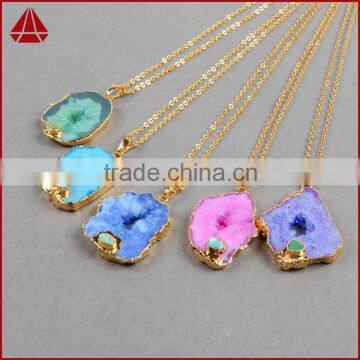 geode pendant geode slice druzy pendant fashion turquoise pendant