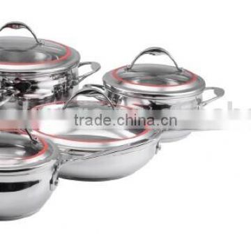 Colorful silicone lid stainless steel kitchen sets with induction base