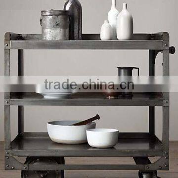 Industrial Vintage style Iron Bar Cart / Trolley, Kitchen Island Cart cum Trolley,